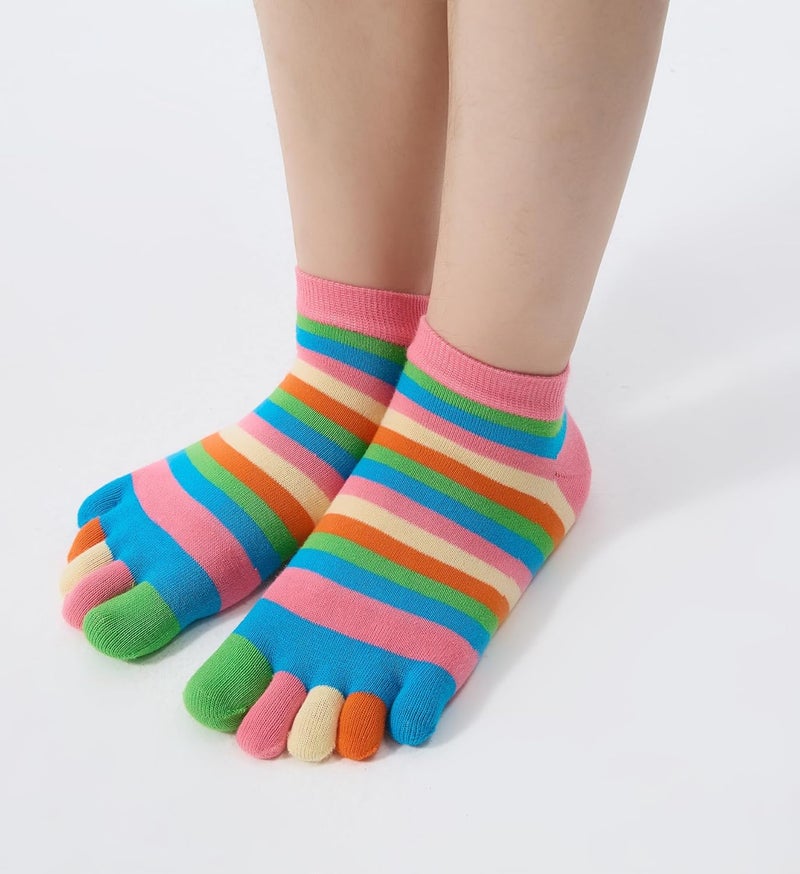 Fasot Women Toe Socks 5 Finger Cotton Wicking Athletic 6 Pack 3 Pack - Image 2